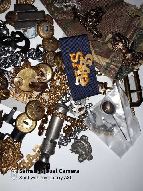 Job lot mixed badges, buttons ect , includes Rhodesian and South african items